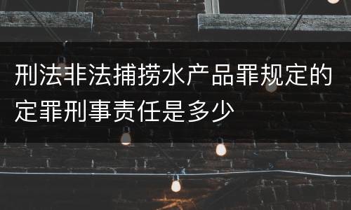 刑法非法捕捞水产品罪规定的定罪刑事责任是多少
