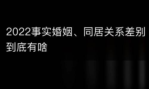 2022事实婚姻、同居关系差别到底有啥