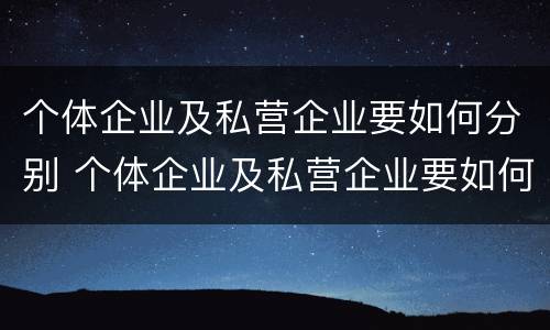 个体企业及私营企业要如何分别 个体企业及私营企业要如何分别纳税