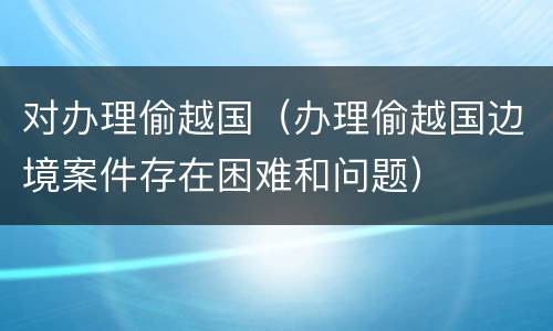 对办理偷越国（办理偷越国边境案件存在困难和问题）