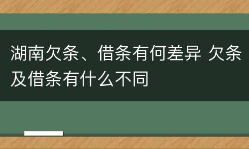 湖南欠条、借条有何差异 欠条及借条有什么不同