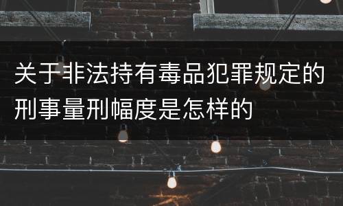 关于非法持有毒品犯罪规定的刑事量刑幅度是怎样的