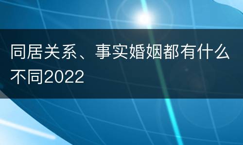 同居关系、事实婚姻都有什么不同2022