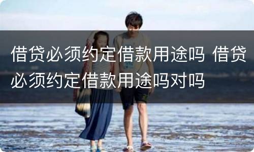 借贷必须约定借款用途吗 借贷必须约定借款用途吗对吗