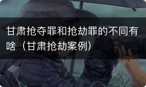 甘肃抢夺罪和抢劫罪的不同有啥(甘肃抢劫案例)