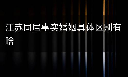 江苏同居事实婚姻具体区别有啥