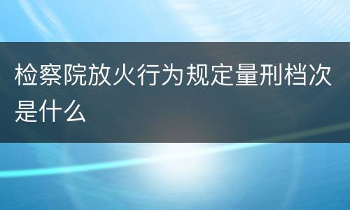 检察院放火行为规定量刑档次是什么