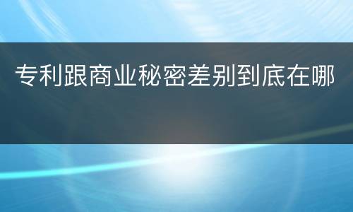 专利跟商业秘密差别到底在哪