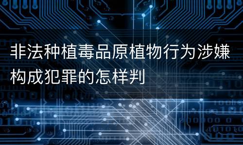 非法种植毒品原植物行为涉嫌构成犯罪的怎样判