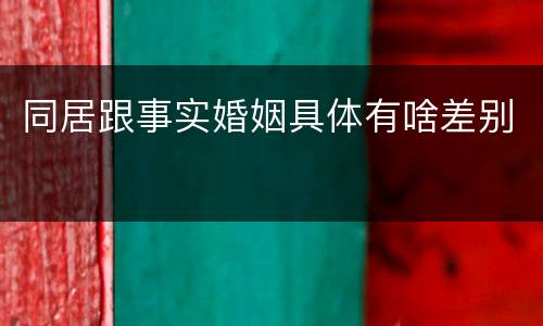 同居跟事实婚姻具体有啥差别