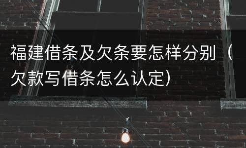 福建借条及欠条要怎样分别（欠款写借条怎么认定）