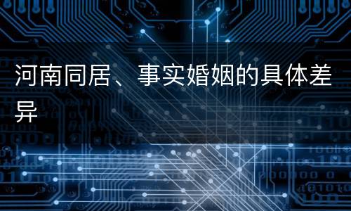 河南同居、事实婚姻的具体差异