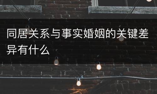 同居关系与事实婚姻的关键差异有什么
