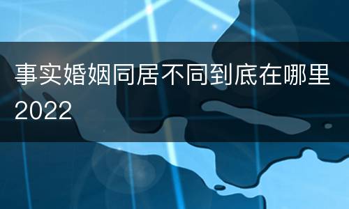 事实婚姻同居不同到底在哪里2022