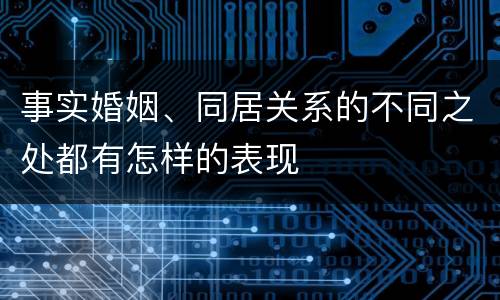 事实婚姻、同居关系的不同之处都有怎样的表现
