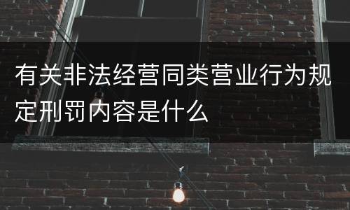 有关非法经营同类营业行为规定刑罚内容是什么