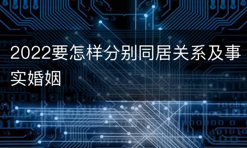 2022要怎样分别同居关系及事实婚姻