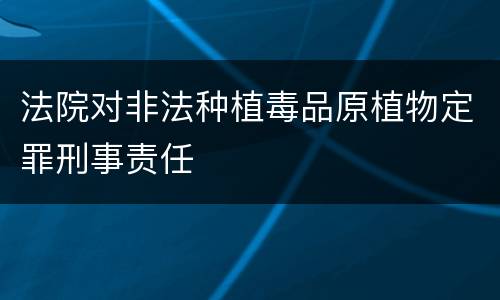 法院对非法种植毒品原植物定罪刑事责任
