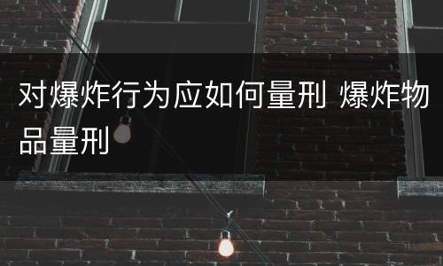 对爆炸行为应如何量刑 爆炸物品量刑