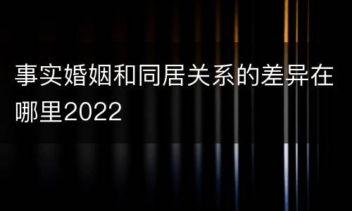 事实婚姻和同居关系的差异在哪里2022