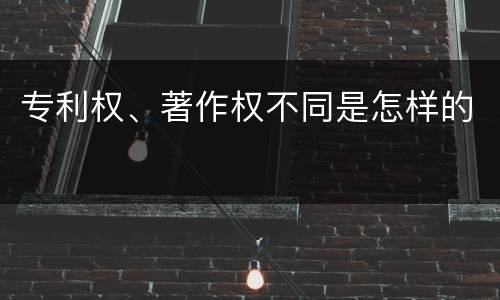 专利权、著作权不同是怎样的
