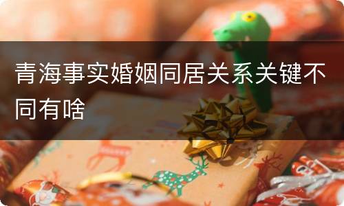 青海事实婚姻同居关系关键不同有啥