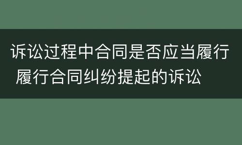 诉讼过程中合同是否应当履行 履行合同纠纷提起的诉讼