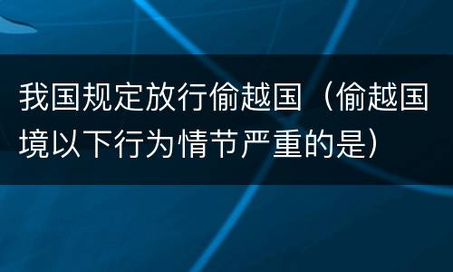 我国规定放行偷越国（偷越国境以下行为情节严重的是）