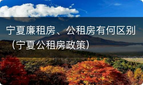 宁夏廉租房、公租房有何区别（宁夏公租房政策）