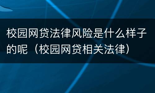 校园网贷法律风险是什么样子的呢（校园网贷相关法律）