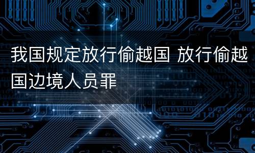 我国规定放行偷越国 放行偷越国边境人员罪