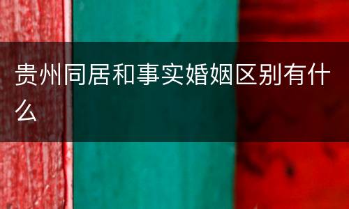 贵州同居和事实婚姻区别有什么
