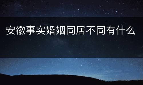 安徽事实婚姻同居不同有什么