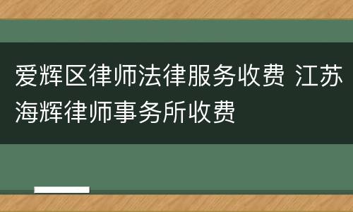 爱辉区律师法律服务收费 江苏海辉律师事务所收费