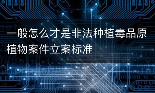 一般怎么才是非法种植毒品原植物案件立案标准