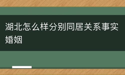 湖北怎么样分别同居关系事实婚姻