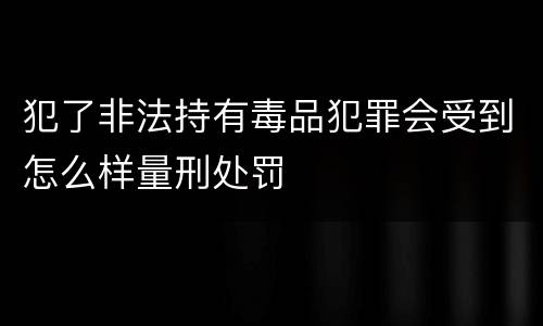 犯了非法持有毒品犯罪会受到怎么样量刑处罚