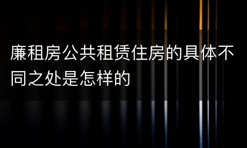廉租房公共租赁住房的具体不同之处是怎样的