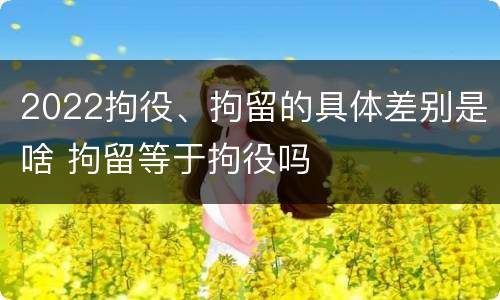 2022拘役、拘留的具体差别是啥 拘留等于拘役吗