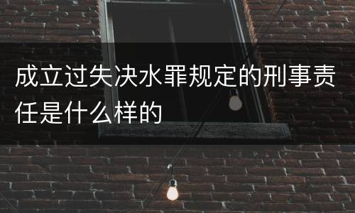 成立过失决水罪规定的刑事责任是什么样的