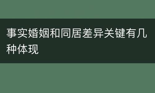 事实婚姻和同居差异关键有几种体现