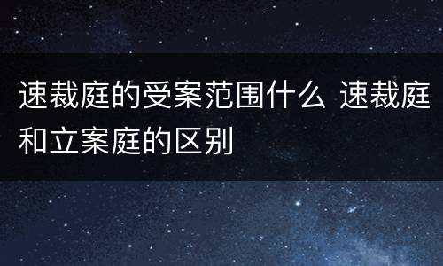 速裁庭的受案范围什么 速裁庭和立案庭的区别