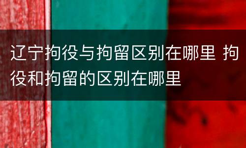 辽宁拘役与拘留区别在哪里 拘役和拘留的区别在哪里