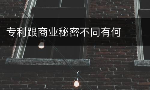 专利跟商业秘密不同有何