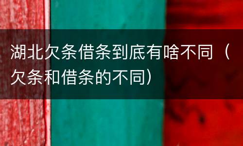 湖北欠条借条到底有啥不同（欠条和借条的不同）