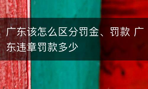 广东该怎么区分罚金、罚款 广东违章罚款多少
