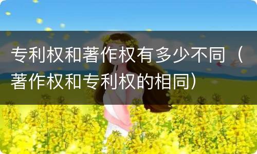 专利权和著作权有多少不同（著作权和专利权的相同）