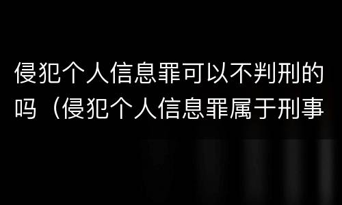 侵犯个人信息罪可以不判刑的吗（侵犯个人信息罪属于刑事吗）