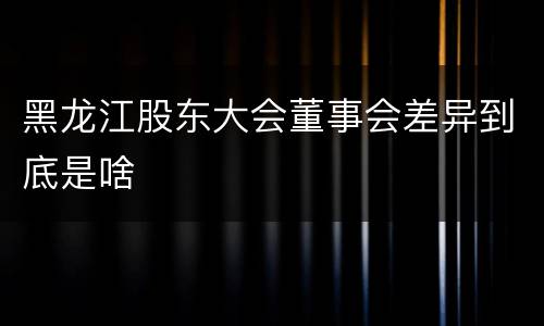 黑龙江股东大会董事会差异到底是啥