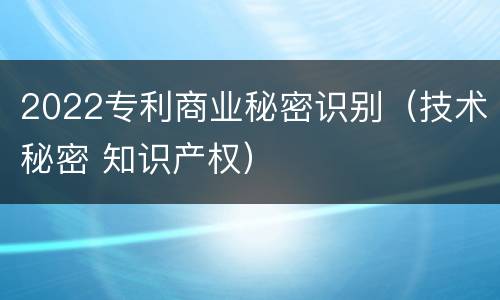 2022专利商业秘密识别（技术秘密 知识产权）